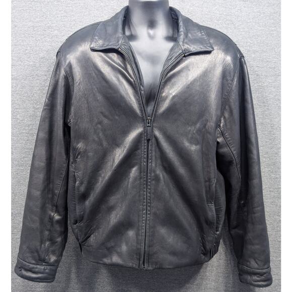 ANDREW MARC Mens Jacket - Black, Butter Soft Leather, Full Zip, Snap Cuffs, M - Picture 1 of 7